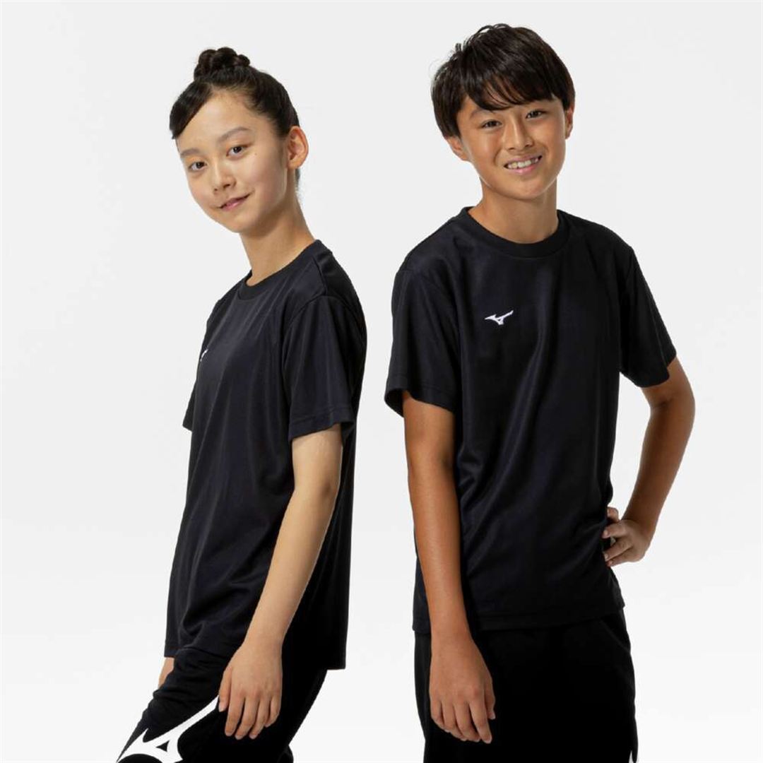 ナビドライTシャツ(半袖／丸首) ブラック×ホワイト 160