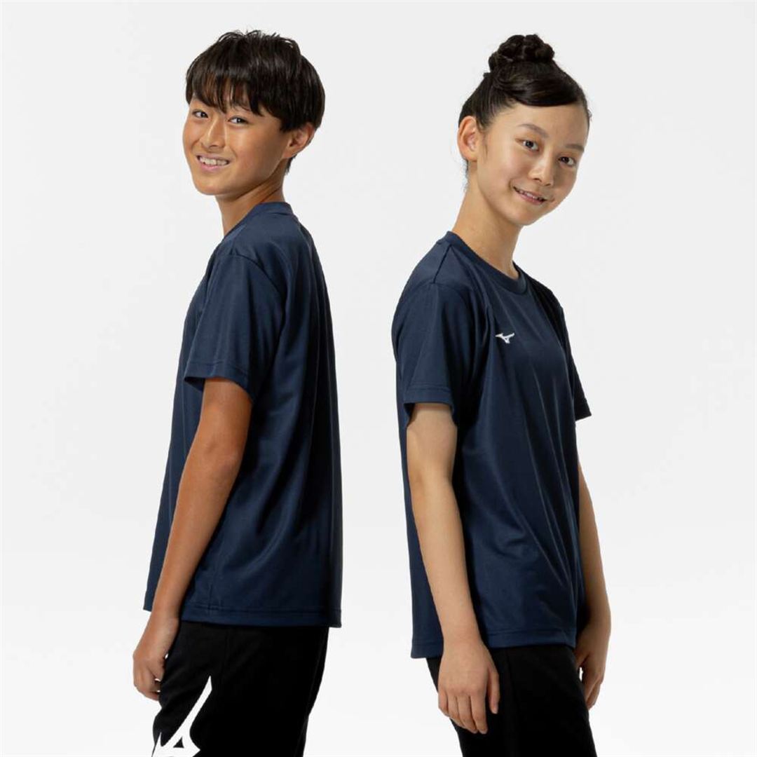 ナビドライTシャツ(半袖／丸首) ドレスネイビー×ホワイト 130