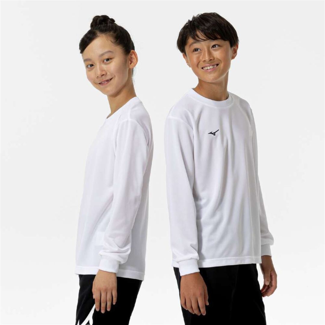 ナビドライTシャツ(長袖／丸首) ホワイト×ブラック 130