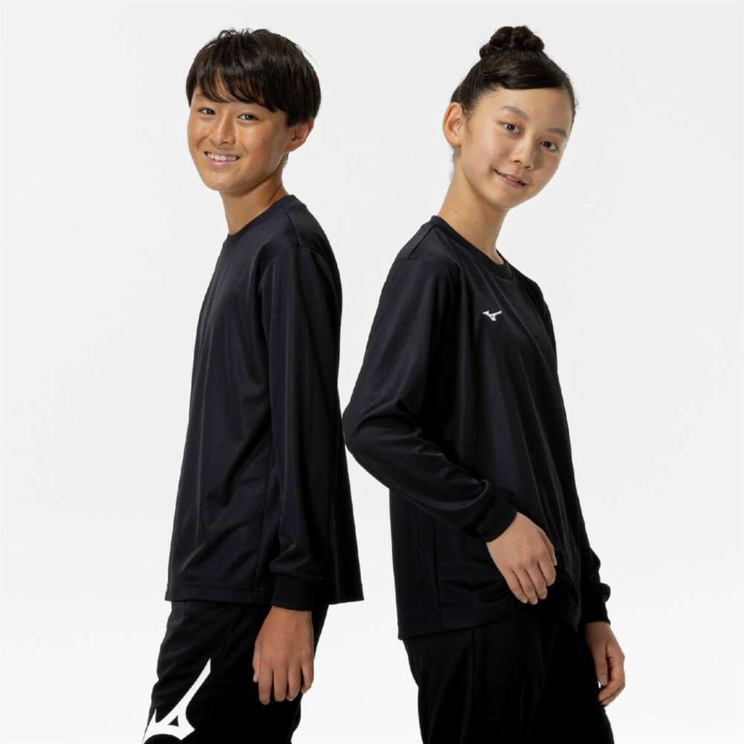 ナビドライTシャツ(長袖／丸首) ブラック×ホワイト 160