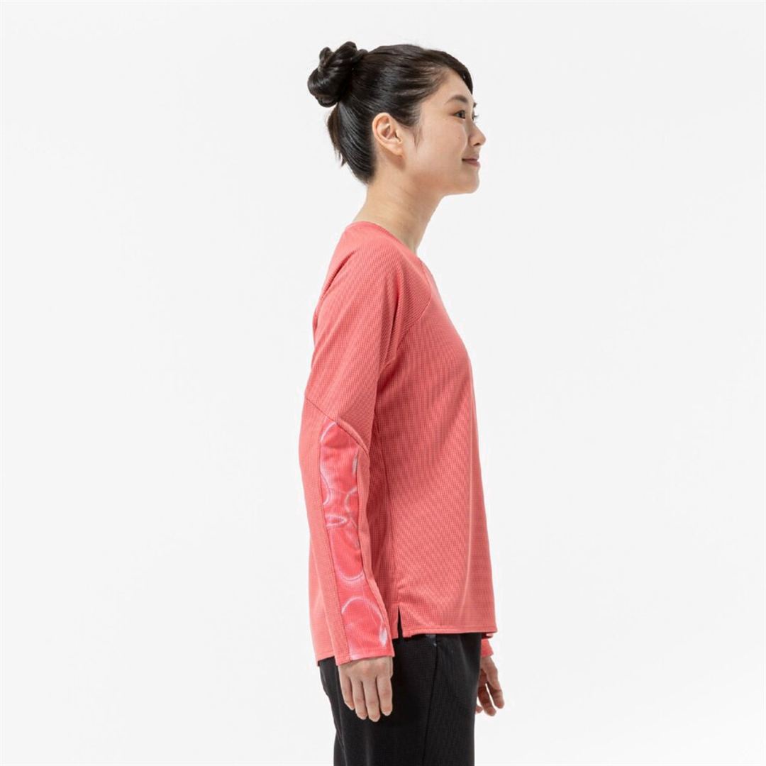 【汗処理／通気】ドライエアロフローTシャツ(長袖) カリプソピンク L