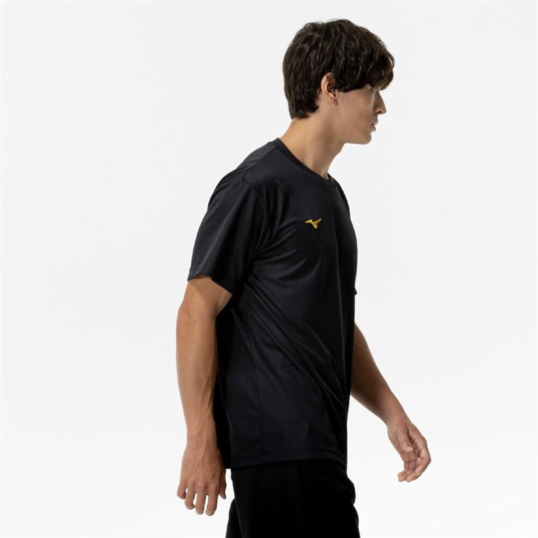 ナビドライTシャツ(半袖／丸首／大きいサイズ) ブラック×ゴールド 3L