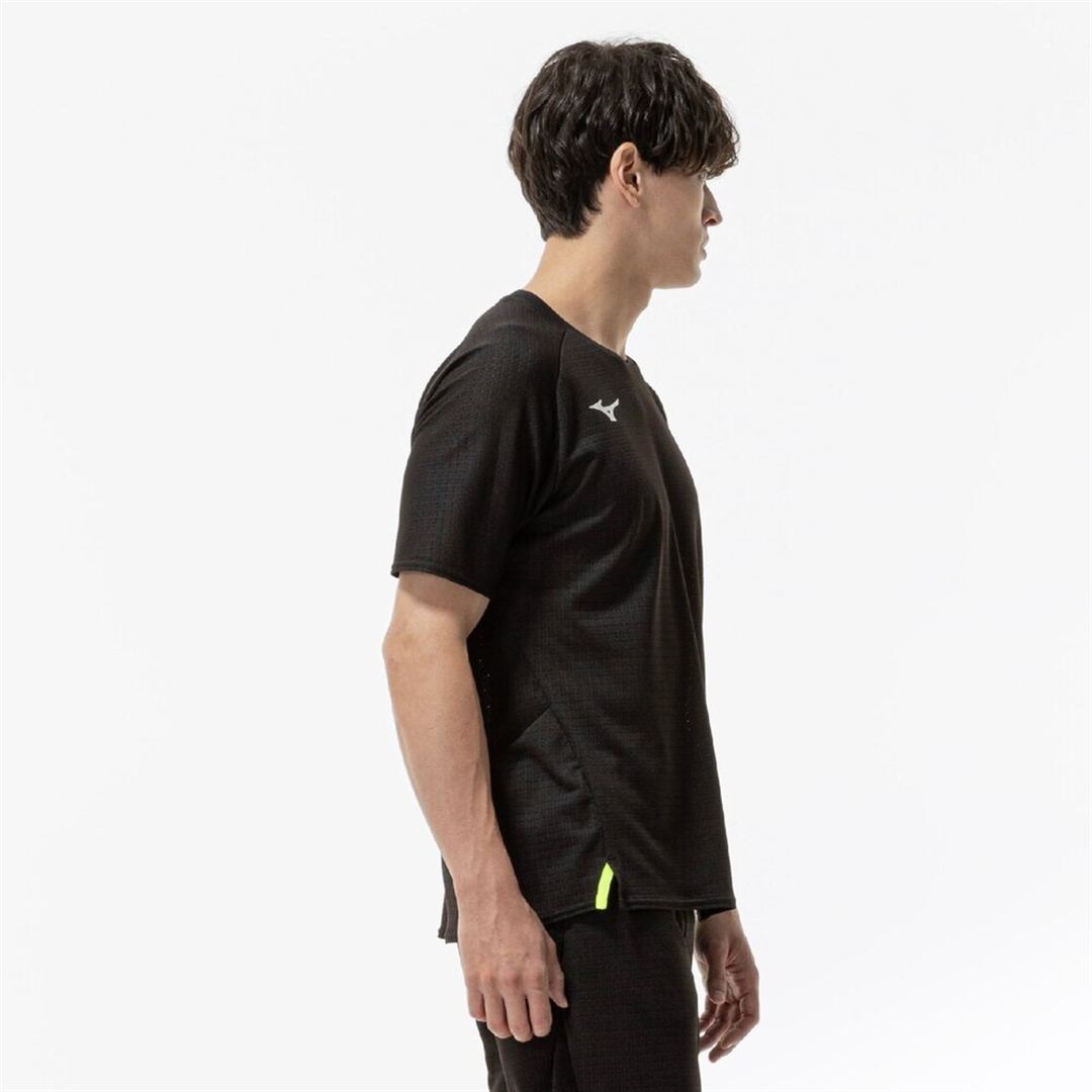 【汗処理／通気】ドライエアロフロージャカードTシャツ ブラック XS