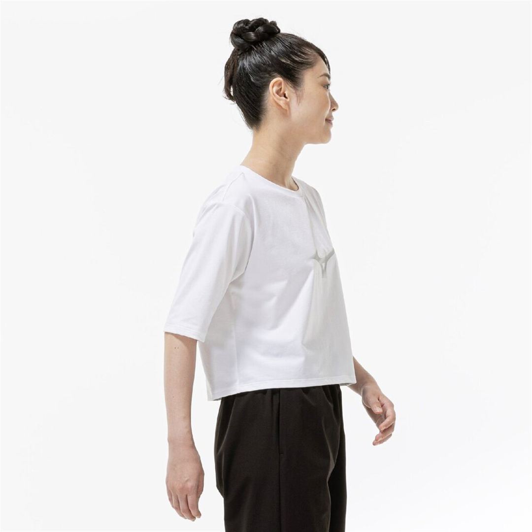 ストレッチソフトドライクロップドTシャツ(ワイドシルエット) ホワイト S