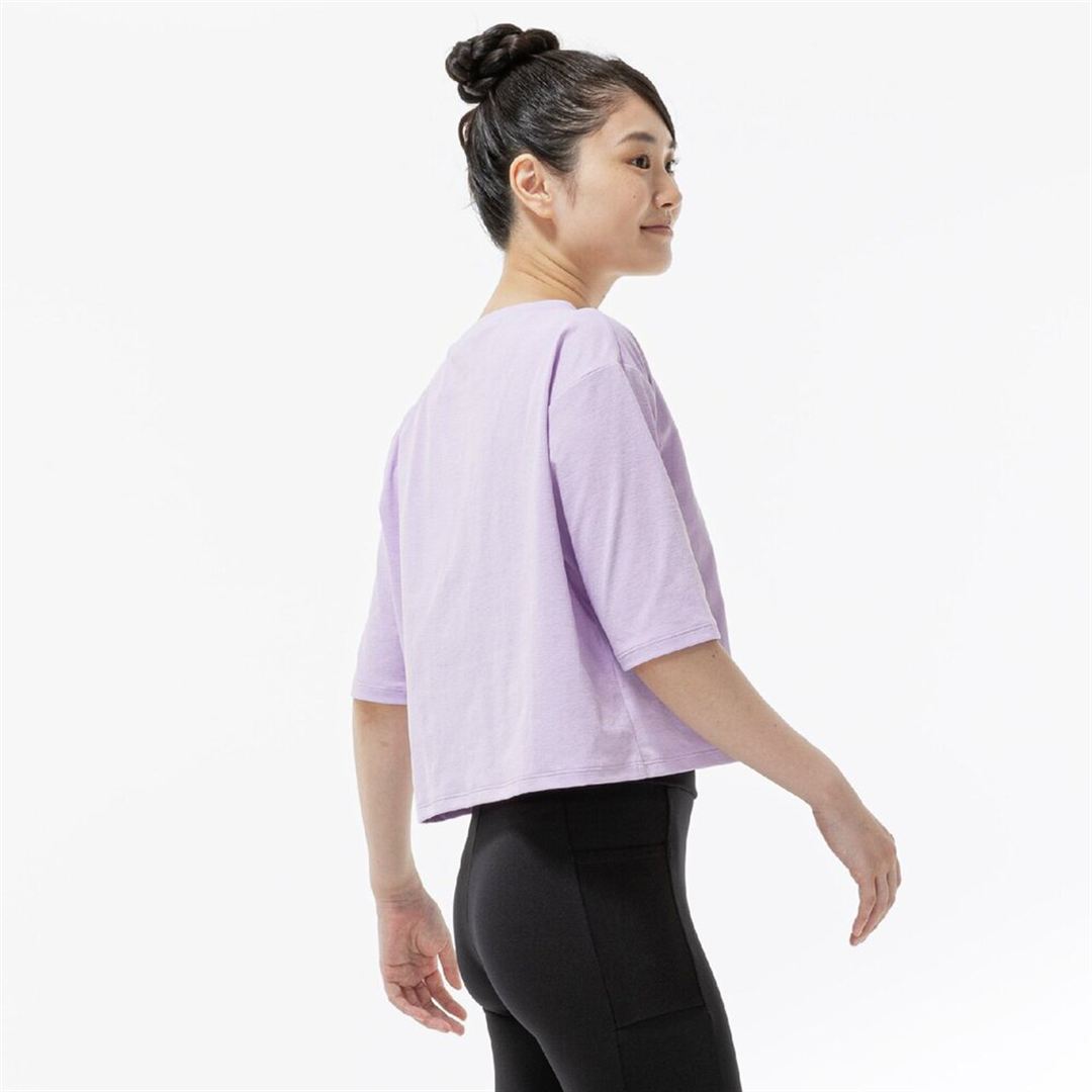 ストレッチソフトドライクロップドTシャツ(ワイドシルエット) ペールパープル XL
