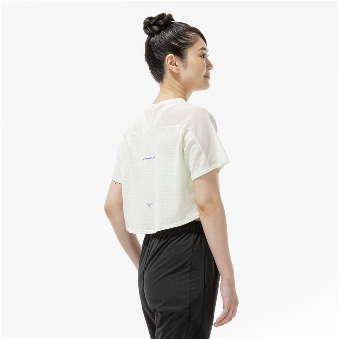 【汗処理／通気】ドライエアロフロージャカードクロップドTシャツ ソフトサンドイエロー S