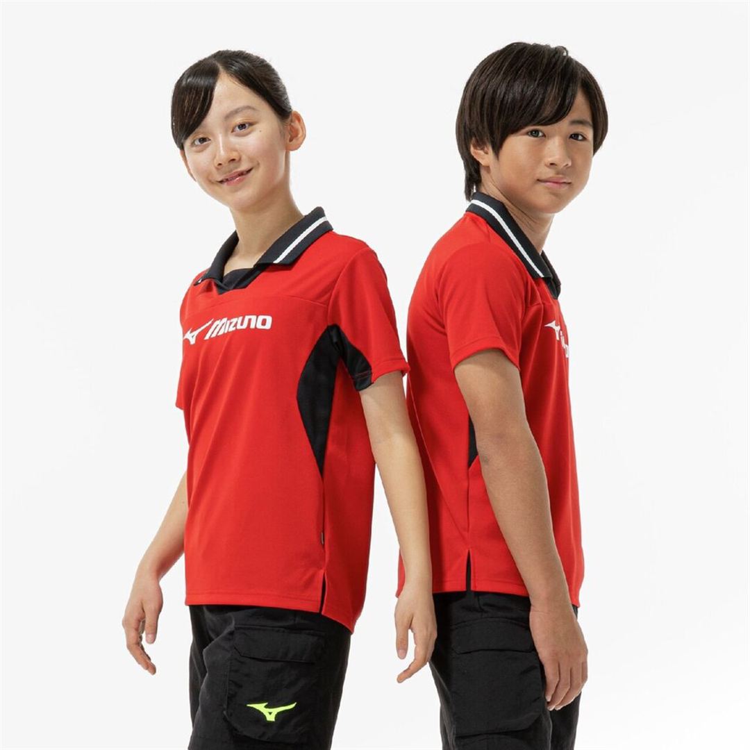 【抗菌防臭／防汚】襟付きGACHI Tシャツ チャイニーズレッド 160