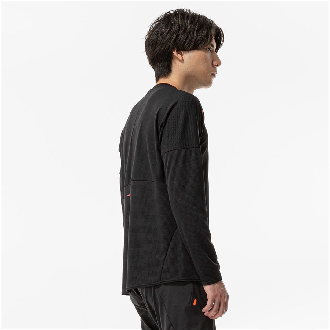 【汗処理／通気】ドライエアロフローTシャツ(長袖) ブラック XS