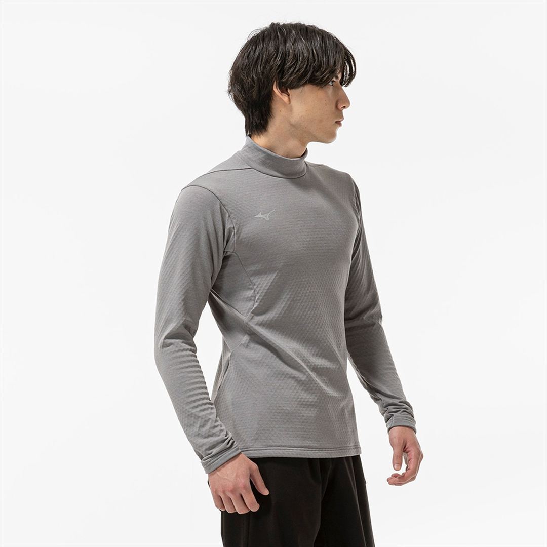 ストレッチフリースハイネックTシャツ(長袖) フロストグレー杢 S