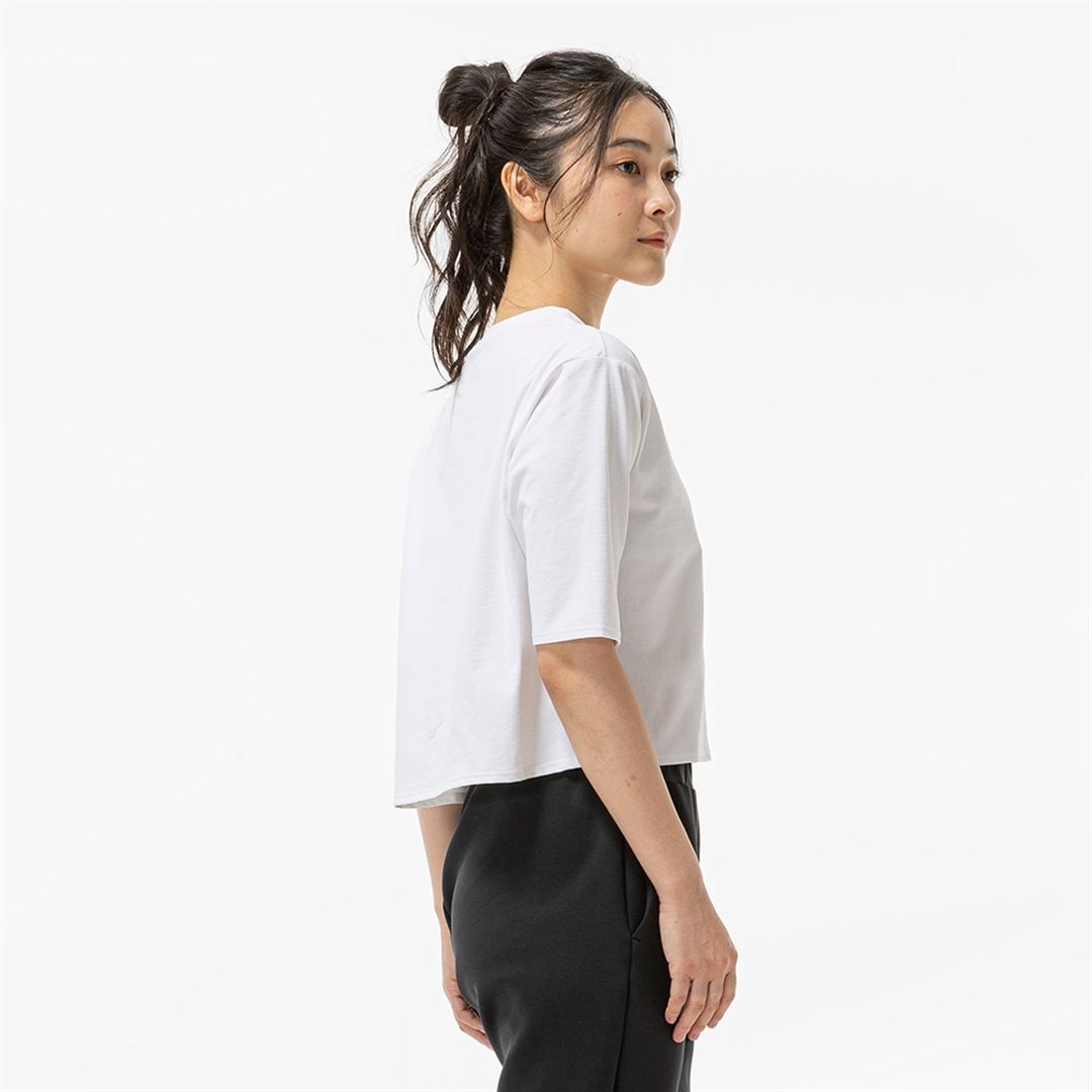 ストレッチソフトドライクロップドTシャツ(ワイドシルエット) ホワイト XL