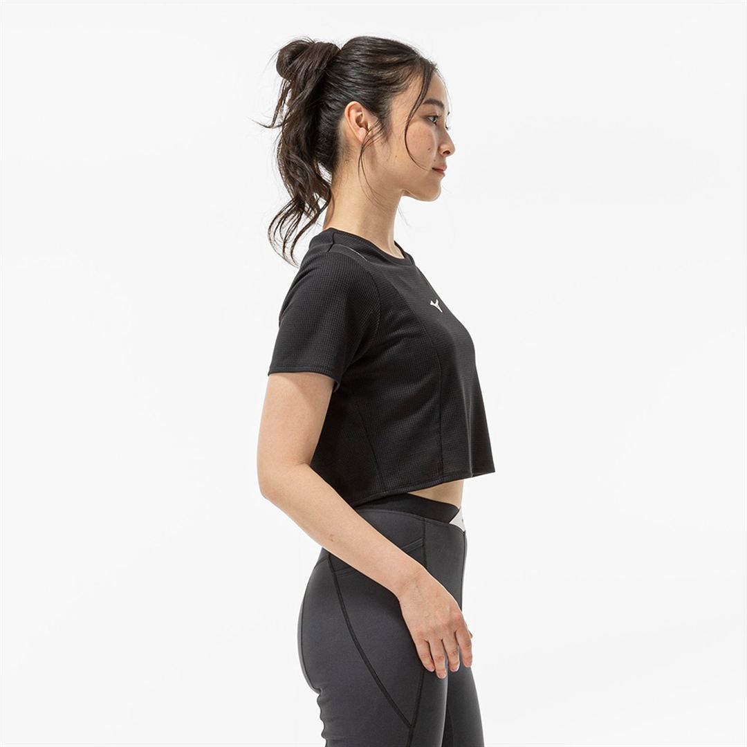 【汗処理／通気】ドライエアロフロークロップドTシャツ ブラック XL