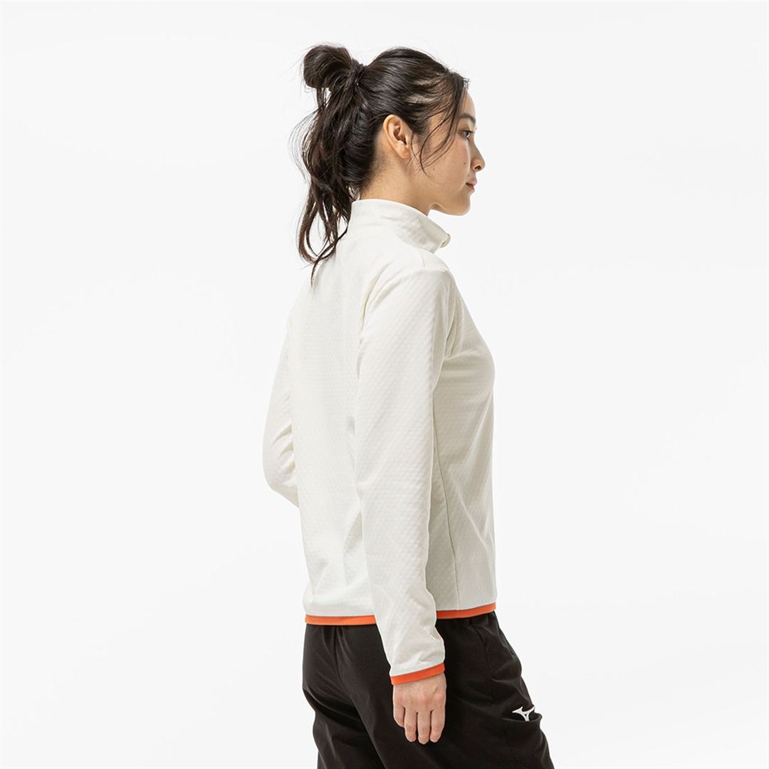 ストレッチフリースハーフジップTシャツ(長袖) スノーホワイト杢 XL