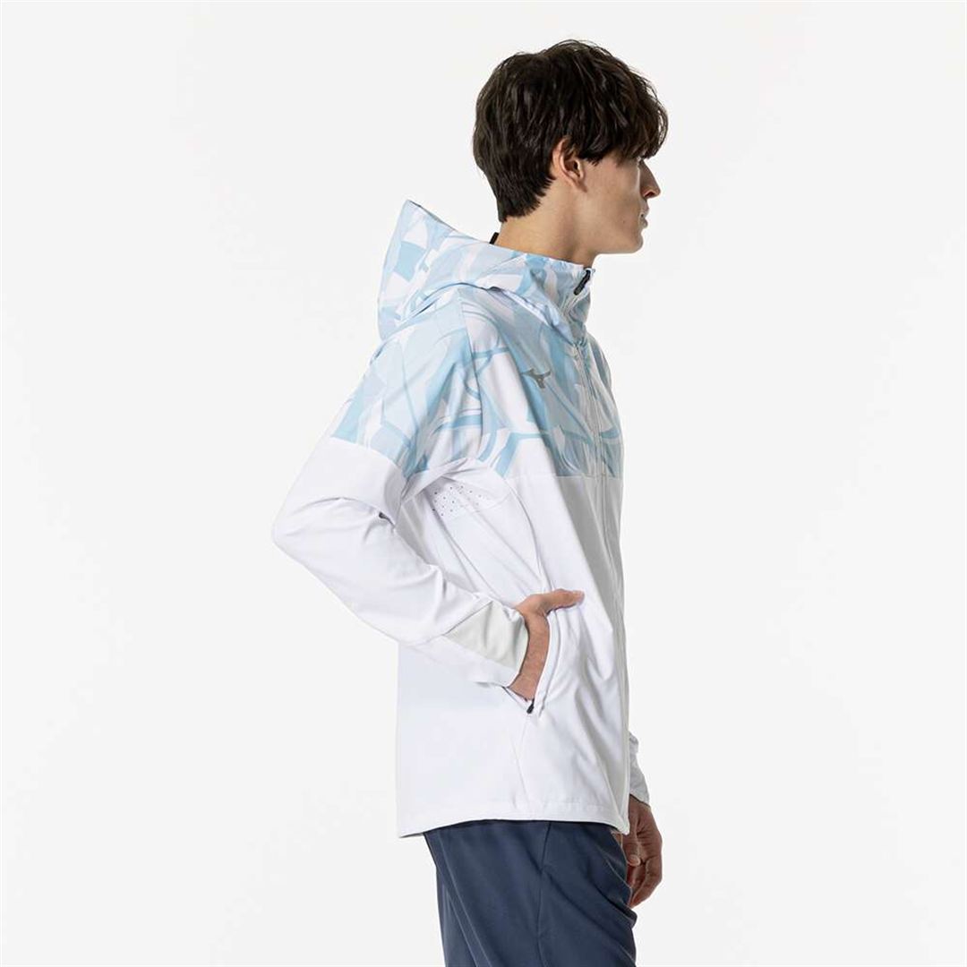 ストレッチクロスフーディ ライトブルー XL