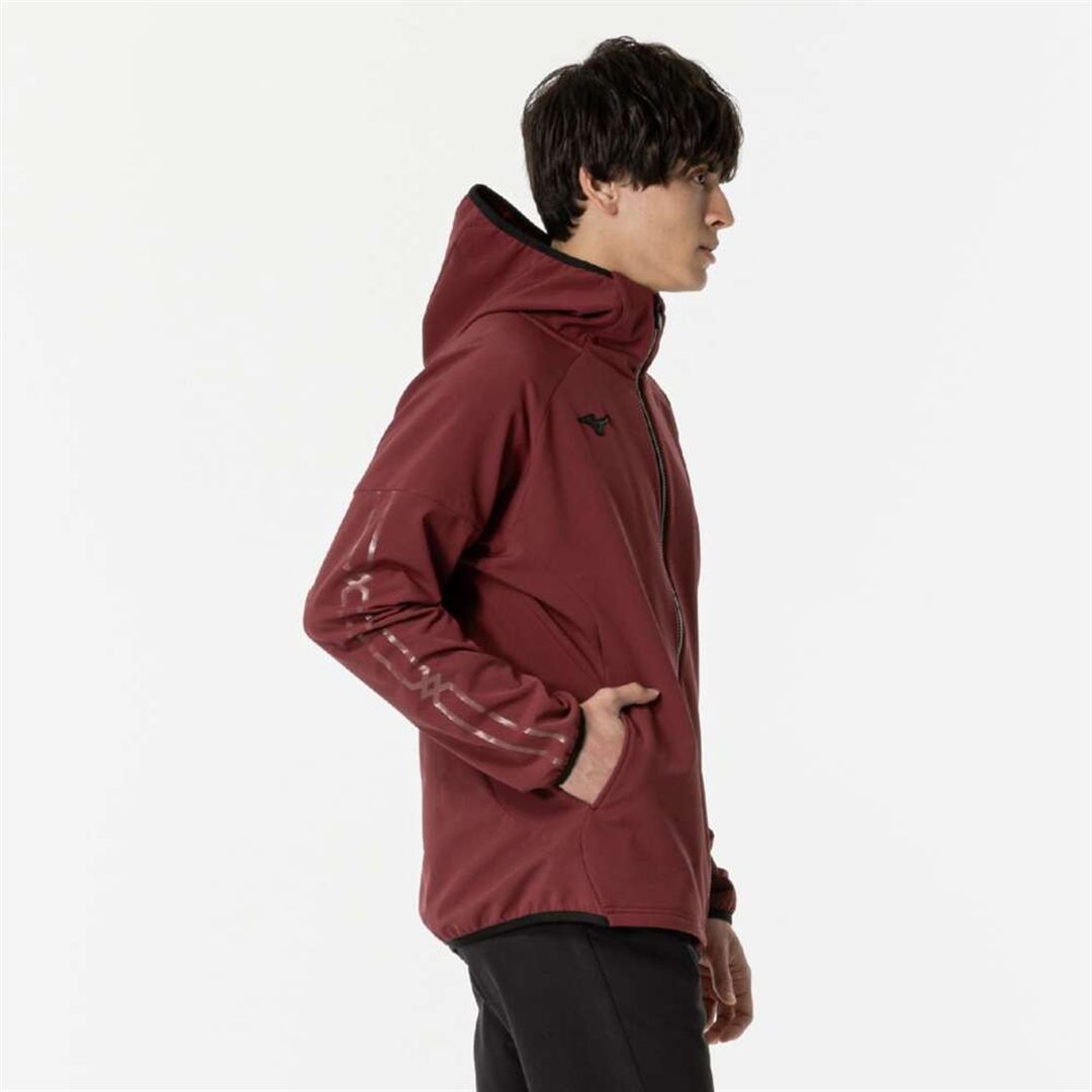 【ストレッチ／防風】テックシールドボアフーディ ワインレッド S