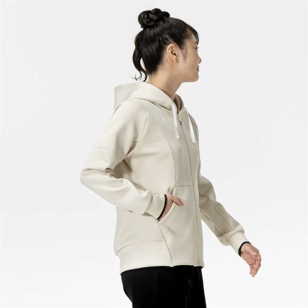 ストレッチスウェットフーディ アイボリー杢 XL