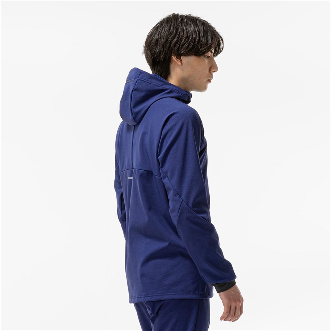 【ストレッチ／防風】テックシールドフーディジャケット ビーコンブルー XL