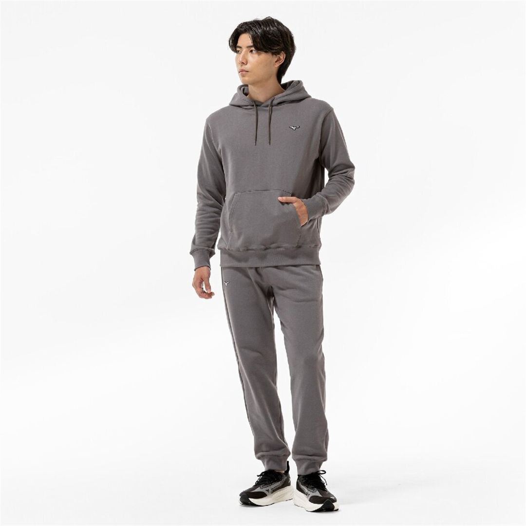 THE MZ SWEAT ワンポイントロゴスウェットフーディ チャコール XL