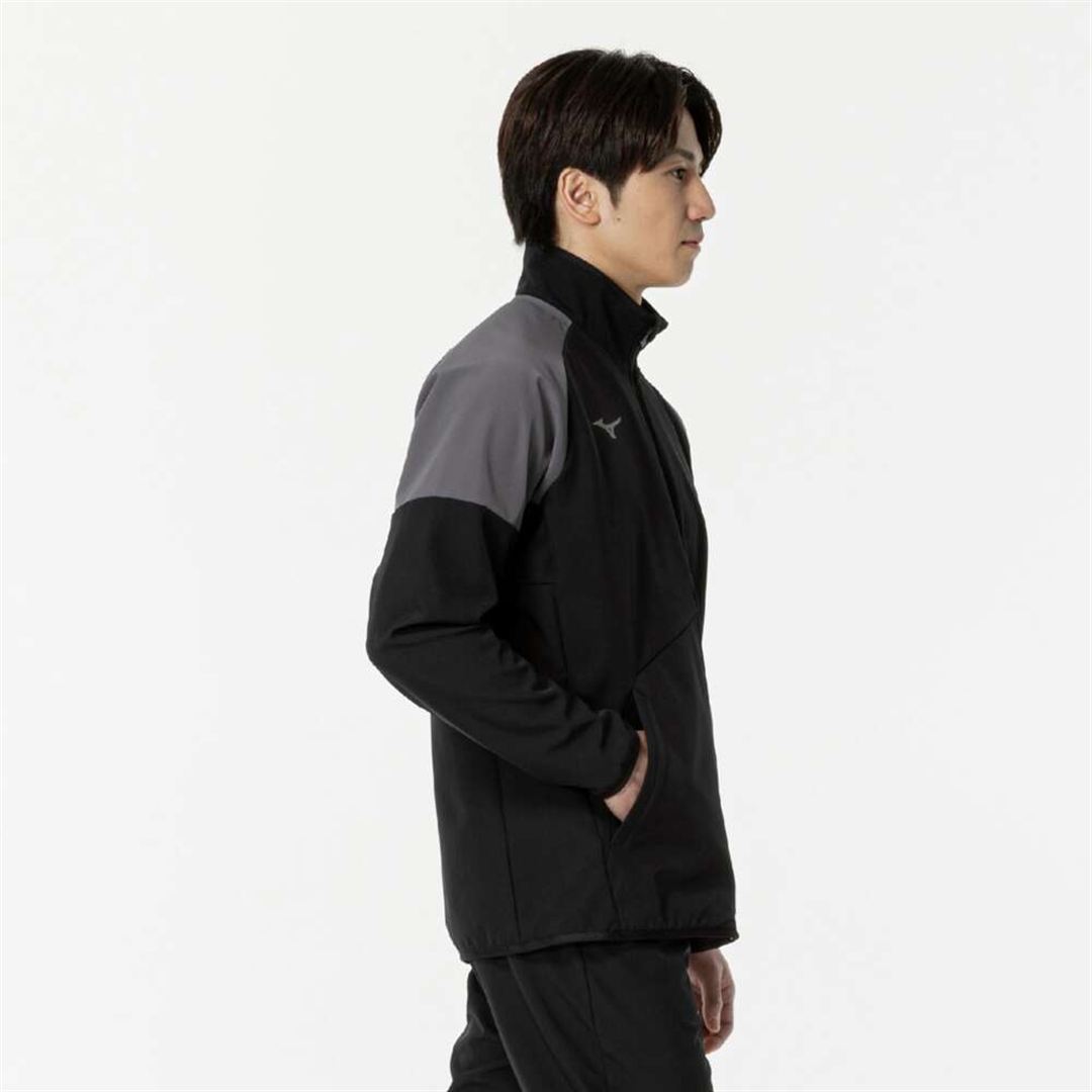 【ストレッチ／防風】テックシールドジャケット ブラック×チャコールグレー XS