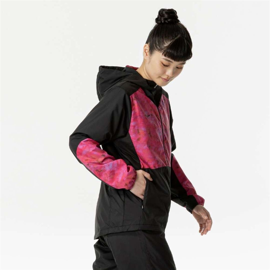 【吸湿発熱】ブレスサーモウォーマージャケット ブラック×アザリアピンク S