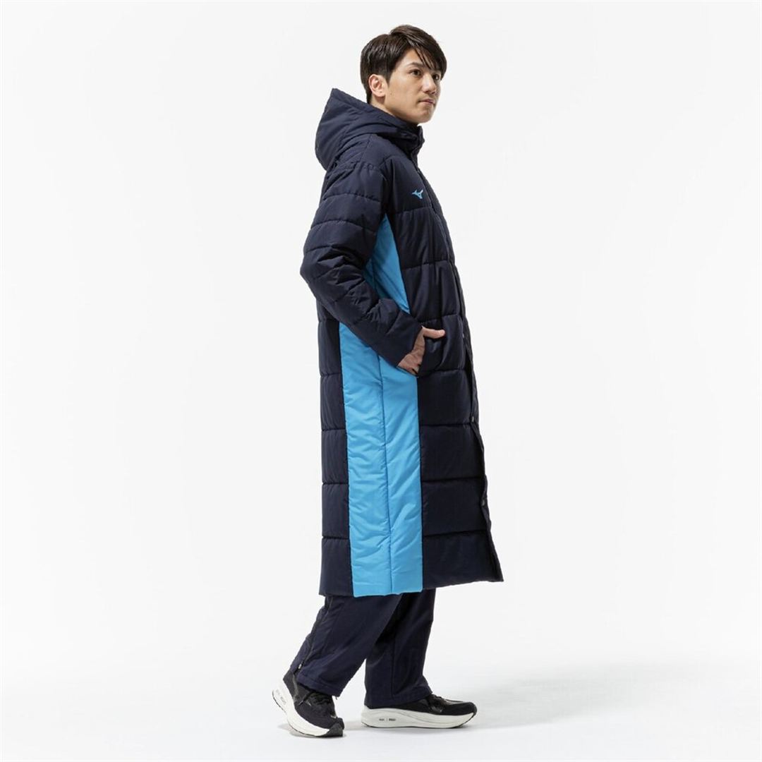中綿ロングコート ディープネイビー×ディーバブルー XS