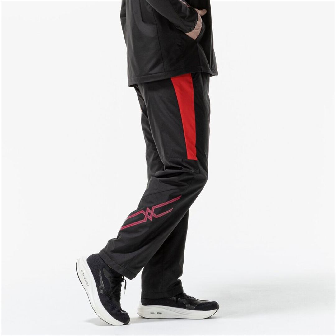 【吸湿発熱】ウインドブレーカーパンツ ブラック×チャイニーズレッド XL