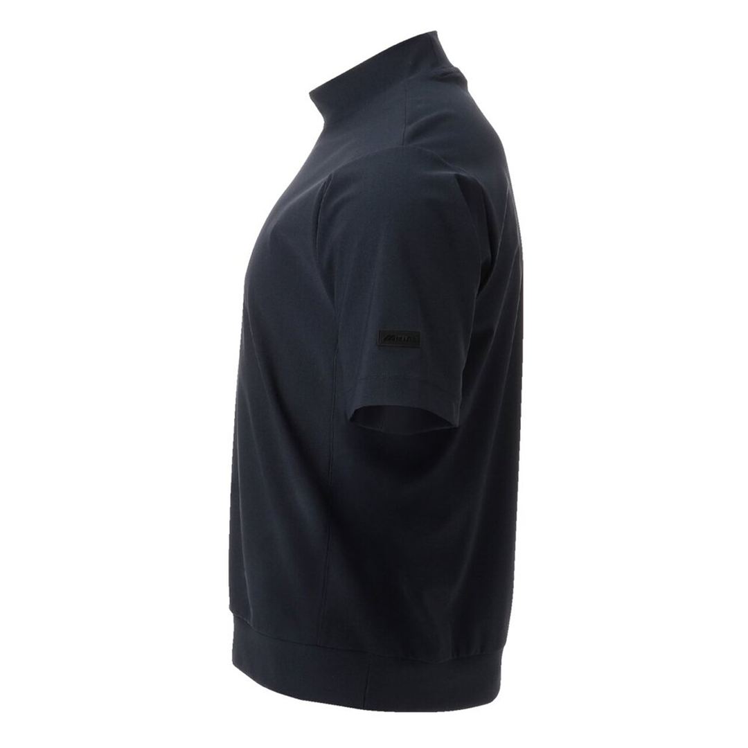 MIZUNOエンブレムロゴ半袖モックネックシャツ ネイビー XL