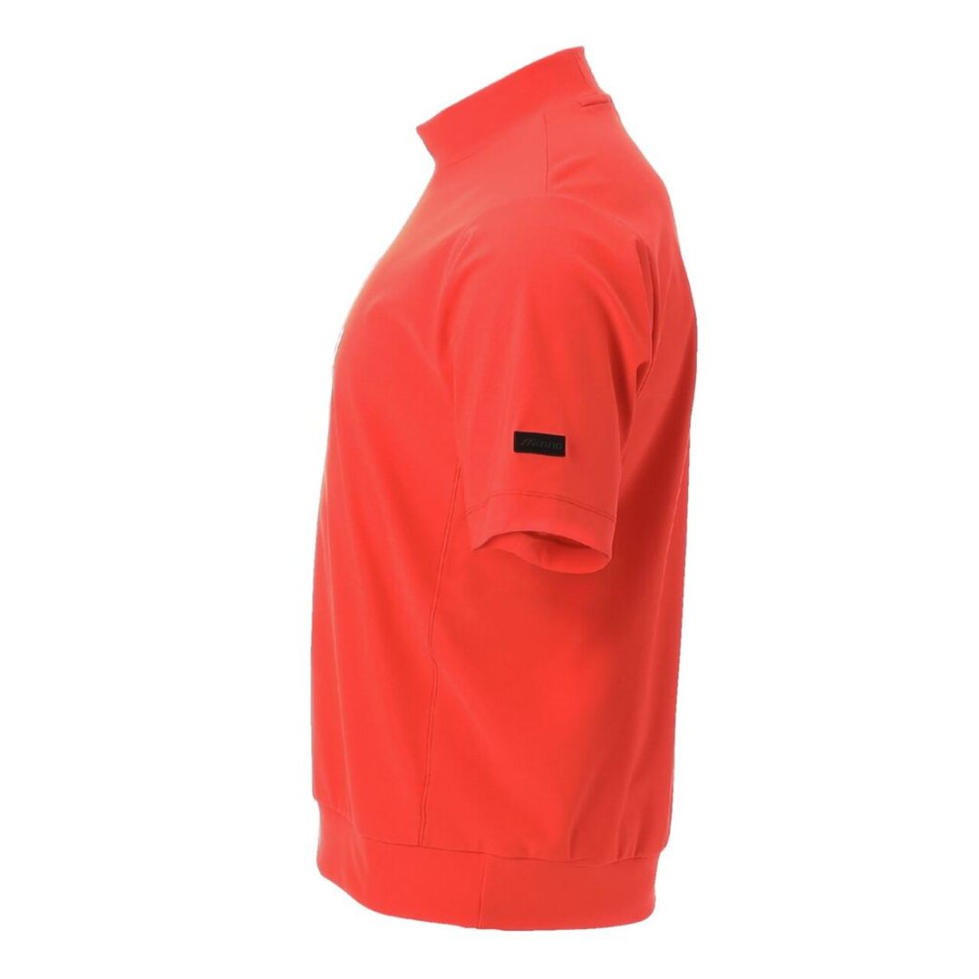 MIZUNOエンブレムロゴ半袖モックネックシャツ レッド M