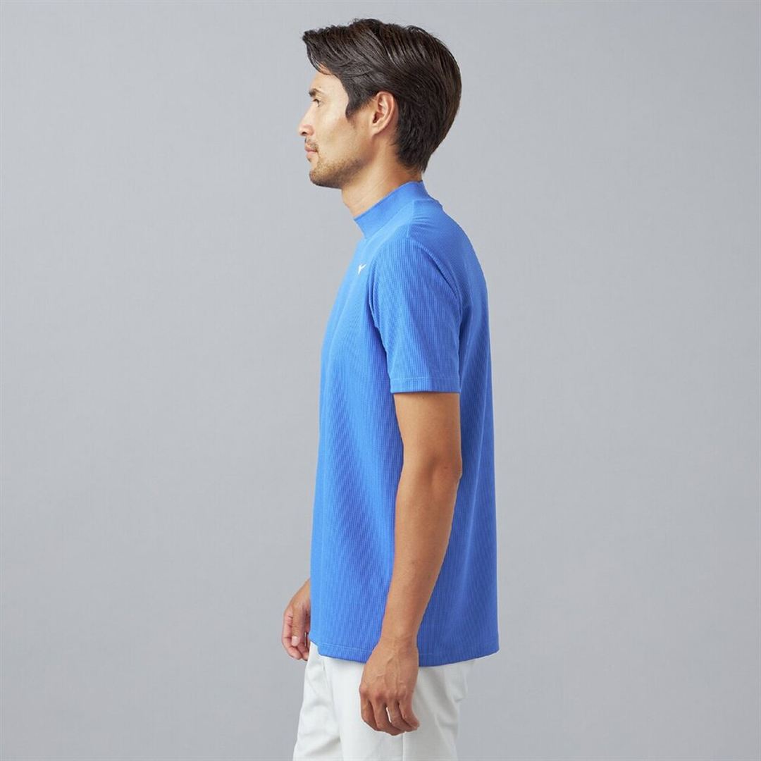 【汗処理／通気】ドライエアロフロー半袖モックネックシャツ ダズリングブルー XL