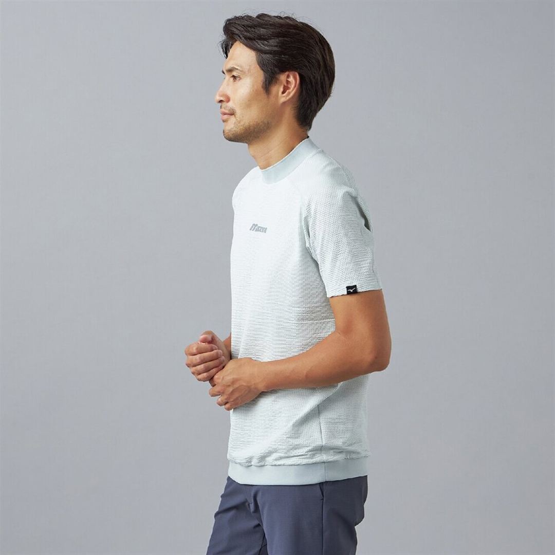 【接触冷感】アイスタッチサッカー半袖モックネックシャツ ライトグレー 2XL