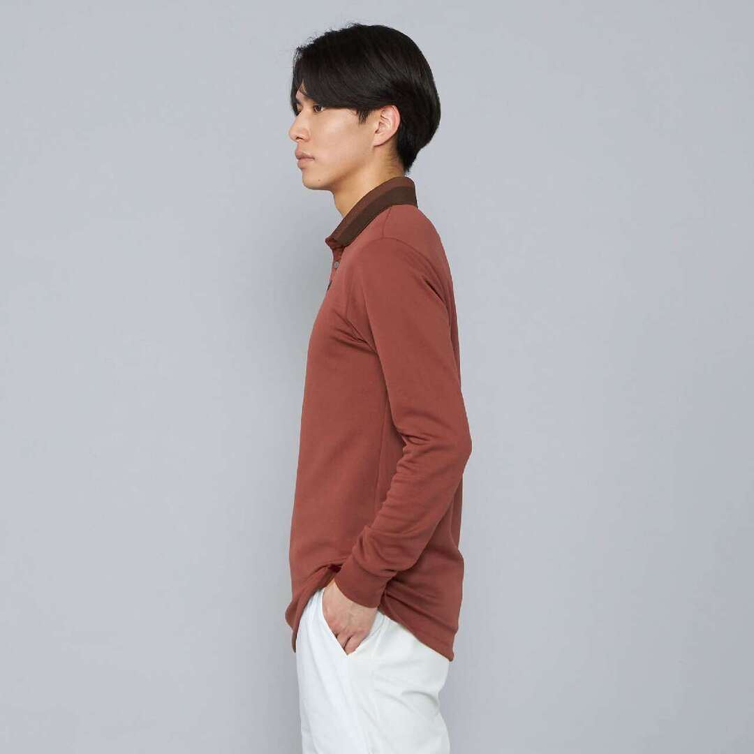【吸湿発熱】ブレスサーモボタンダウン共衿長袖シャツ ブリックレッド XL