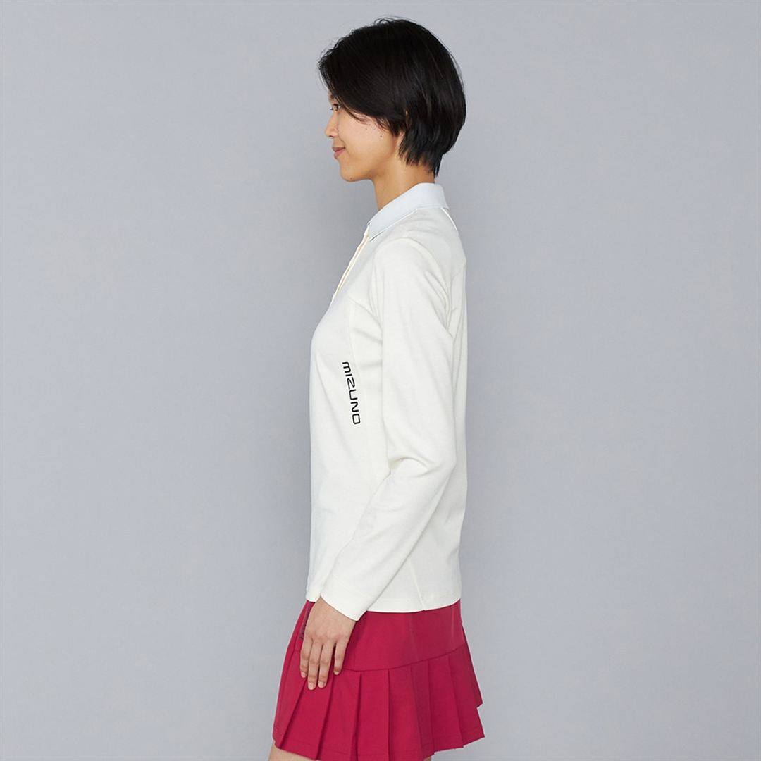 ヘザーストレッチ長袖シャツ ホワイト XL