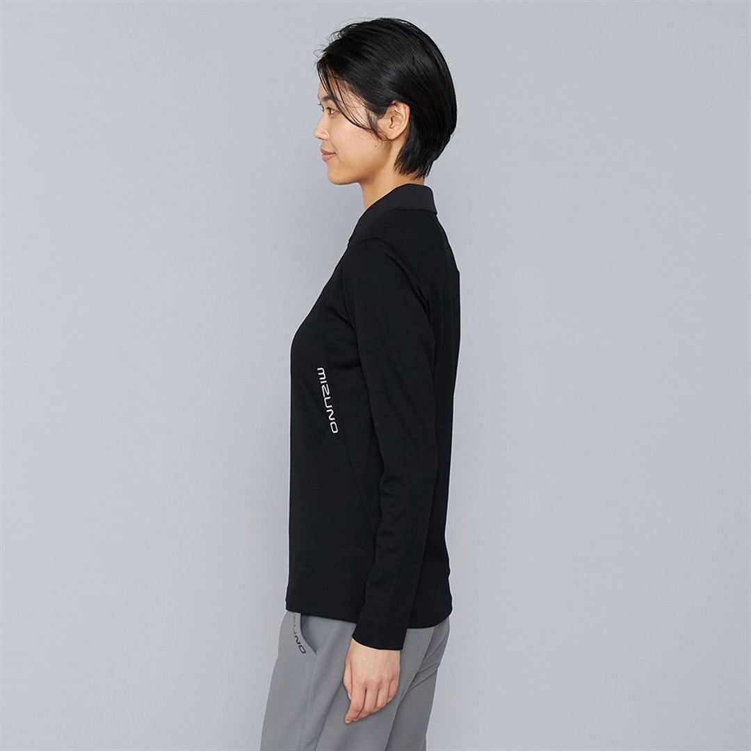 ヘザーストレッチ長袖シャツ ブラック XL
