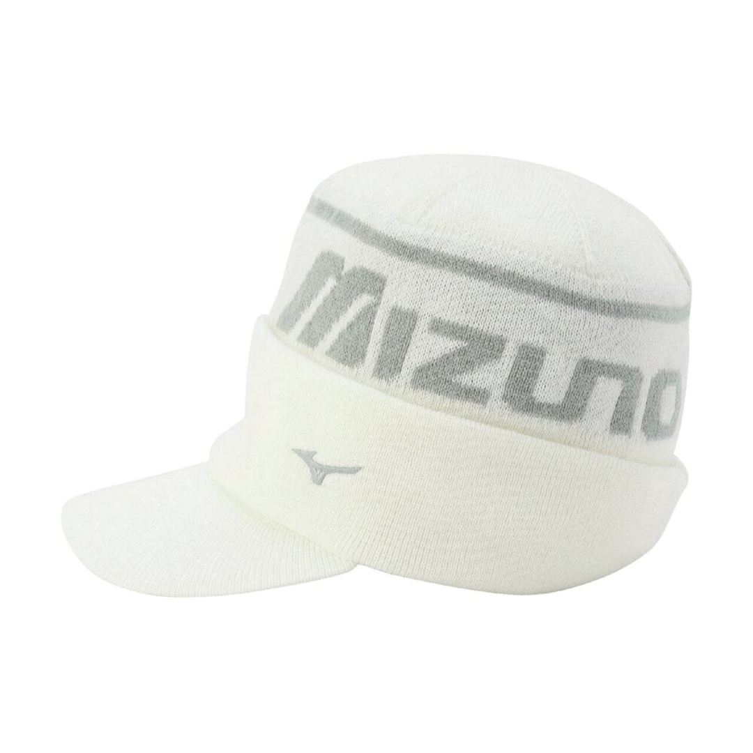 【吸湿発熱】ブレスサーモグラマラスMizunoロゴニットキャップ ホワイト