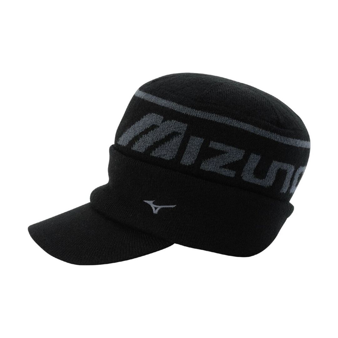 【吸湿発熱】ブレスサーモグラマラスMizunoロゴニットキャップ ブラック