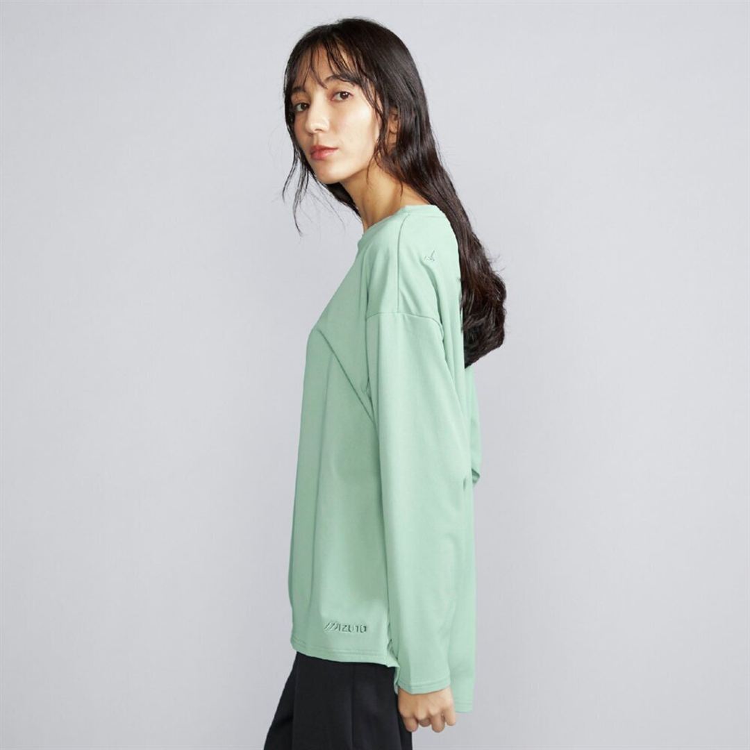 【ミズノ直営限定】アンチスウェット ボートネック長袖Tシャツ アイスバーググリーン XL