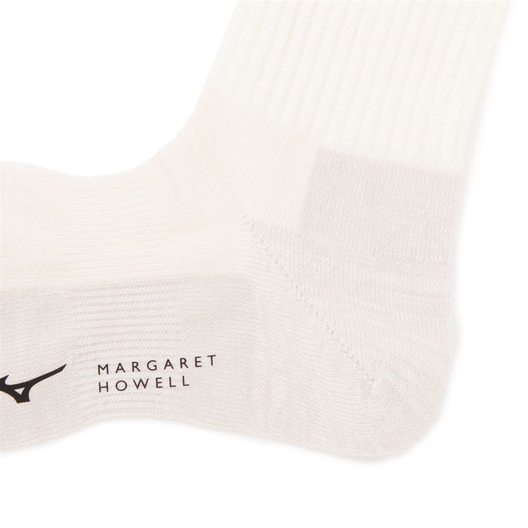 【MARGARET HOWELL／吸湿発熱】ブレスサーモウールソックス ホワイト 22-24