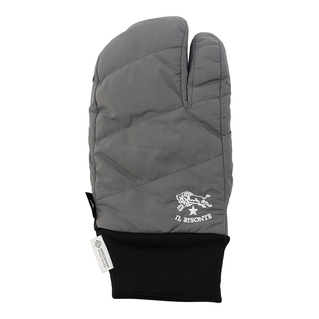 【IL BISONTE／吸湿発熱】WINDSTOPPER プロダクト 3フィンガーパデットミトン ピューターグレー S-M