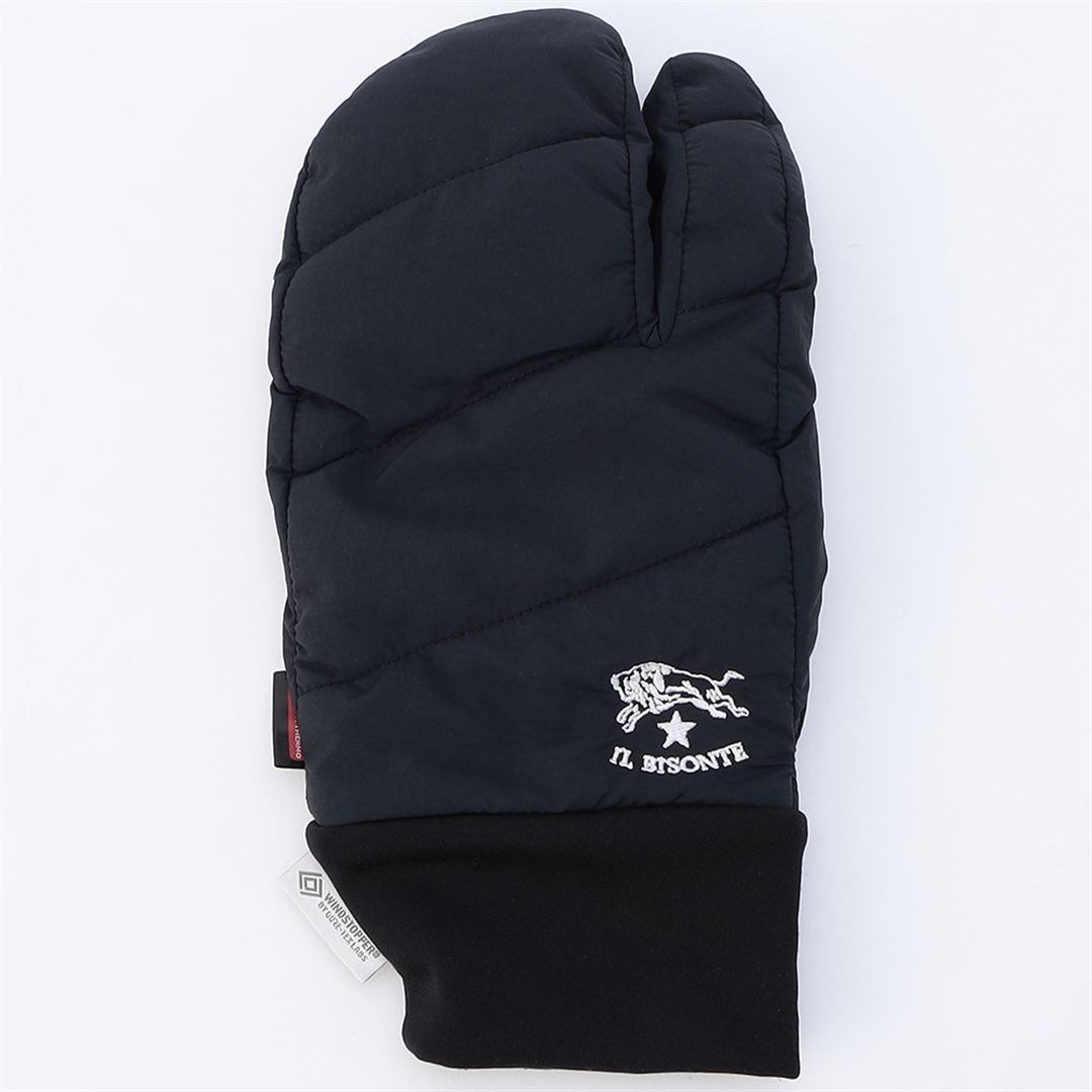 【IL BISONTE／吸湿発熱】WINDSTOPPER プロダクト フィンガーパデットミトン ブラック S-M