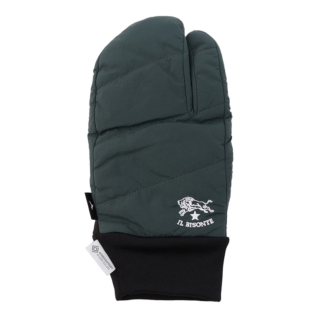 【IL BISONTE／吸湿発熱】WINDSTOPPER プロダクト 3フィンガーパデットミトン フォレストグリーン S-M