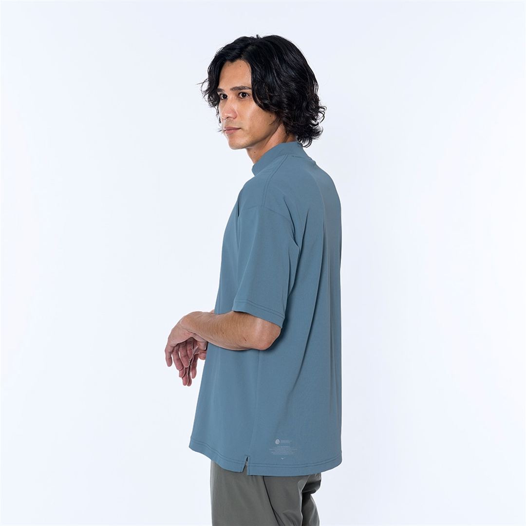 アンチスウェット モックネックTシャツ ティールブルー M