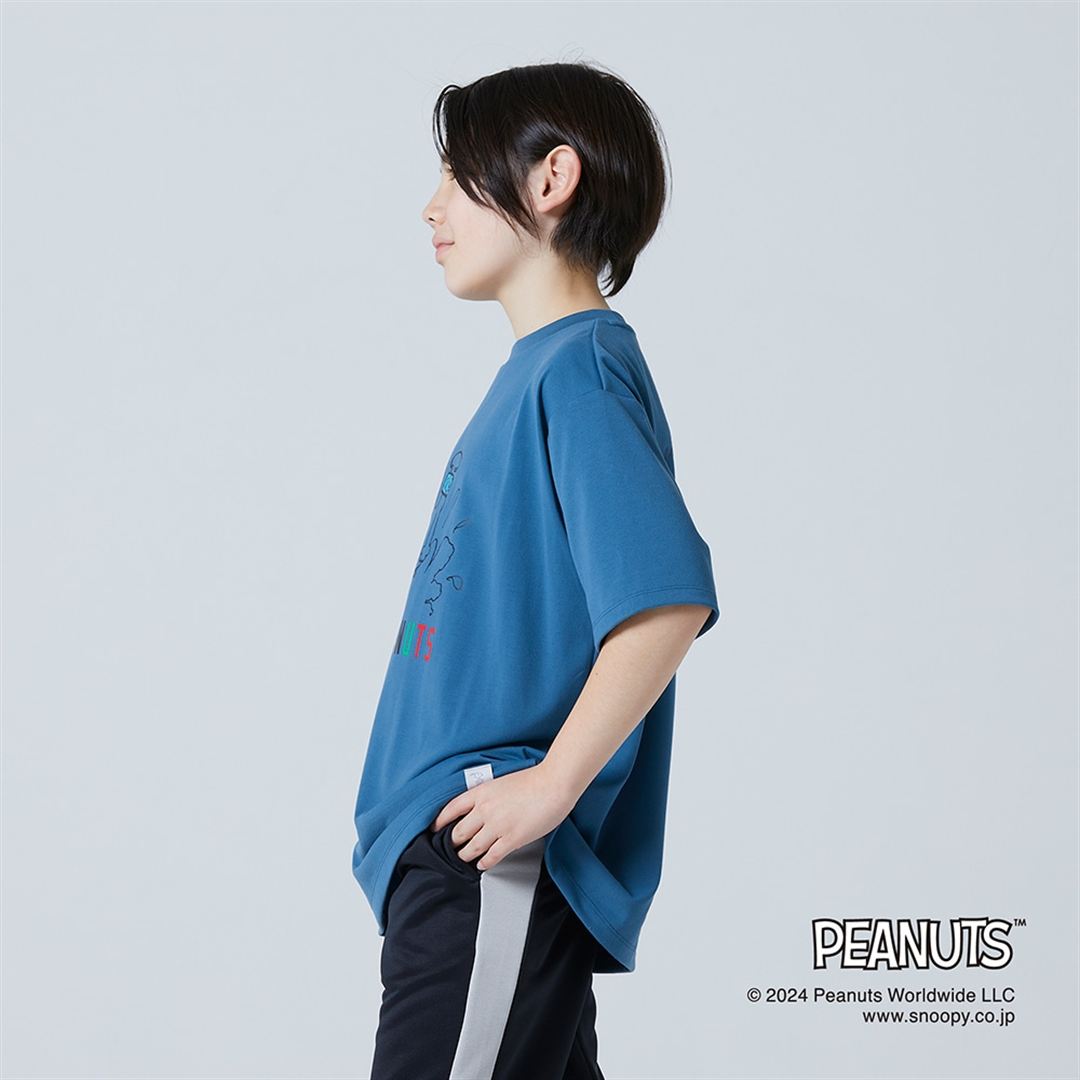 【PEANUTS】リサイクルポリエステルTシャツ ティールブルー 130