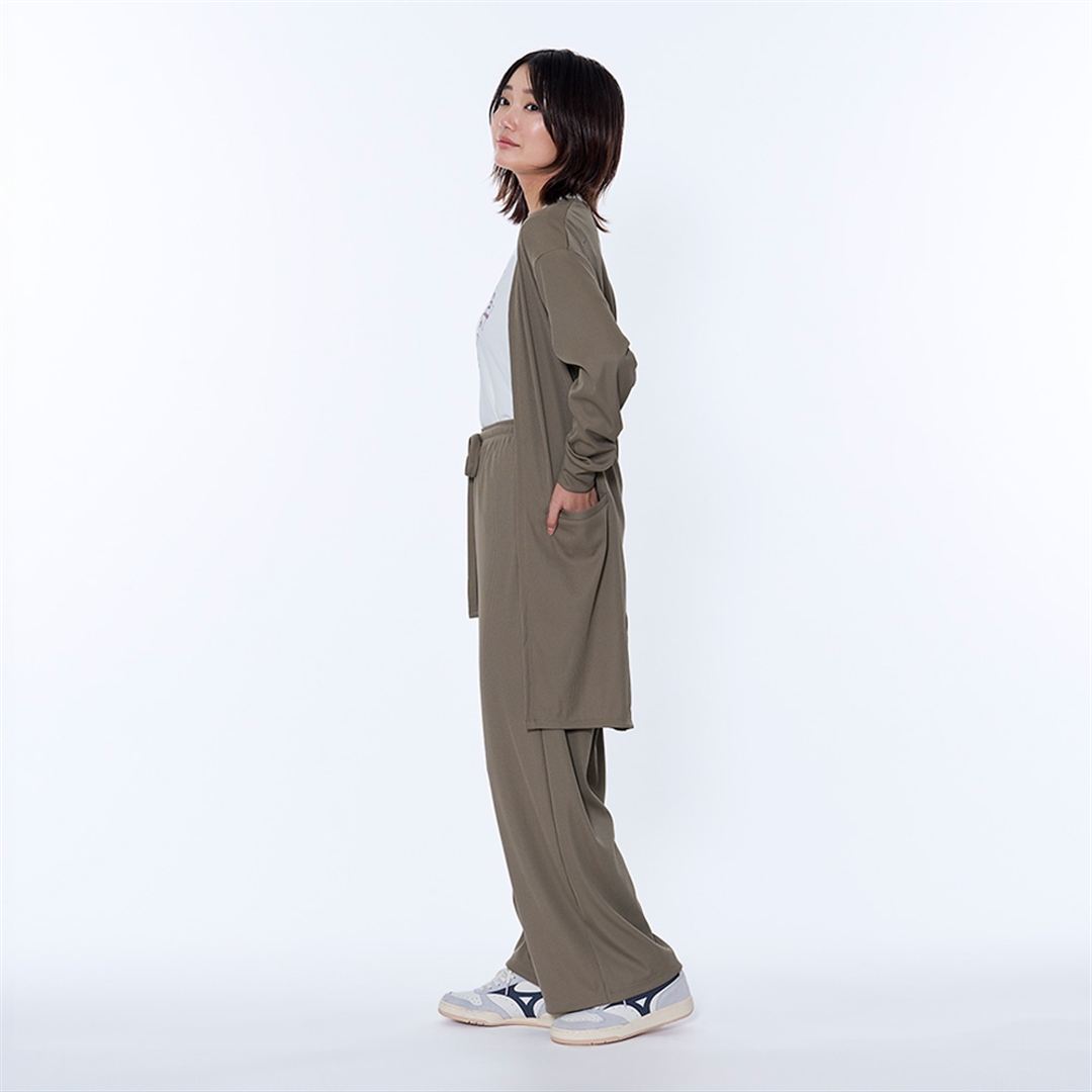 UVカットリブロングカーディガン オックスフォードベージュ S