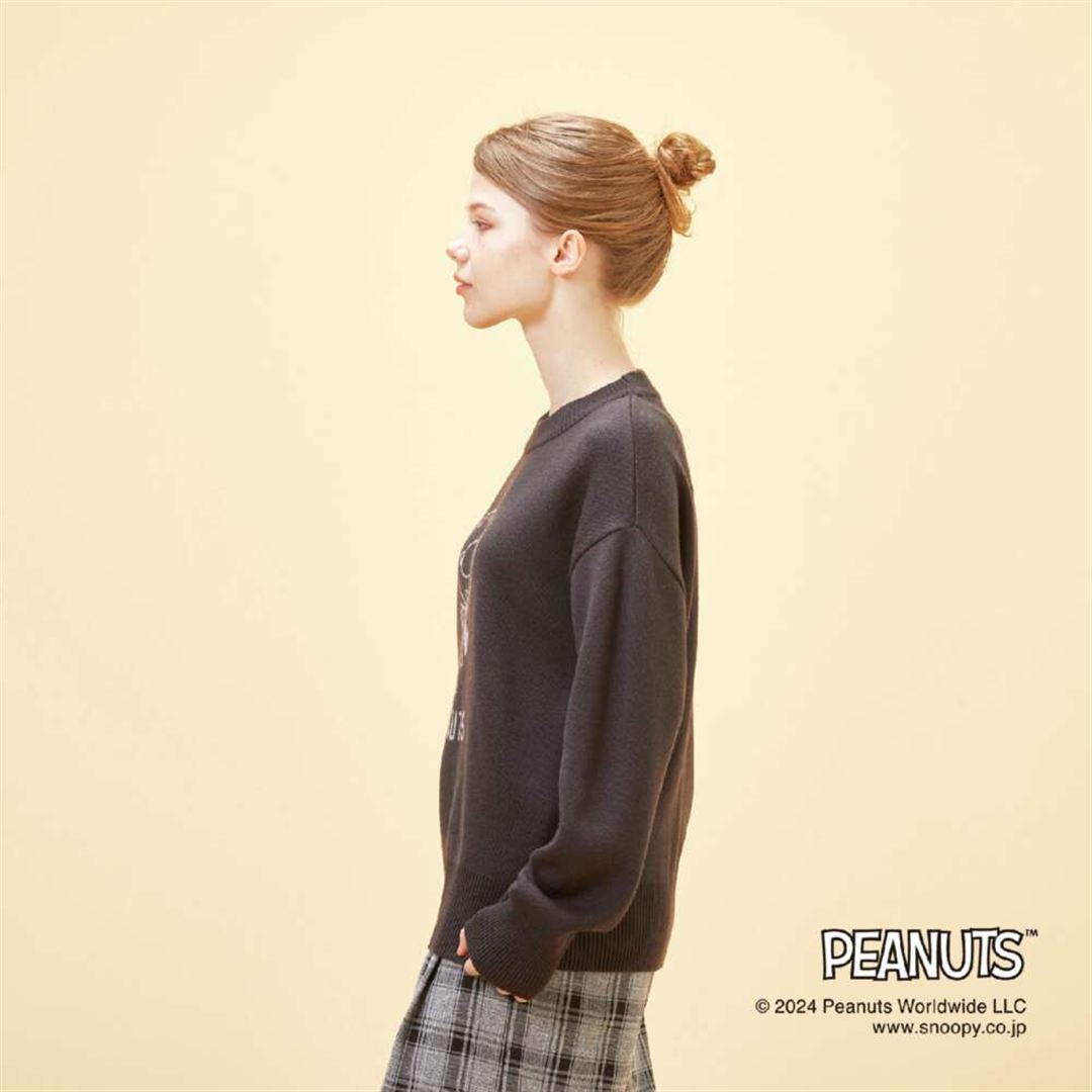 【PEANUTS／吸湿発熱】ブレスサーモ ニットセーター チャコール XS