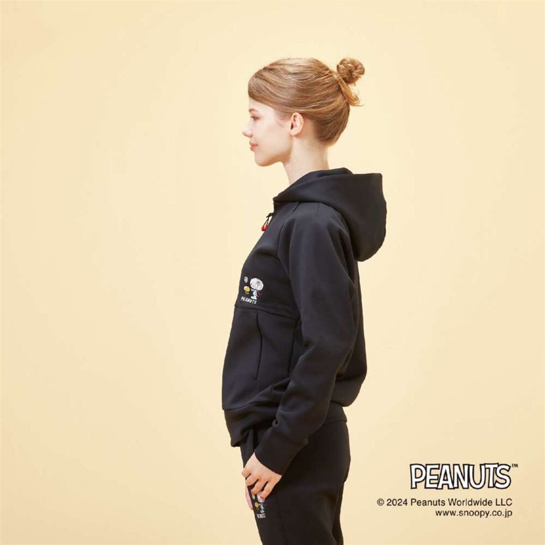 【PEANUTS】スウェットフーディフルジップ ブラック XS