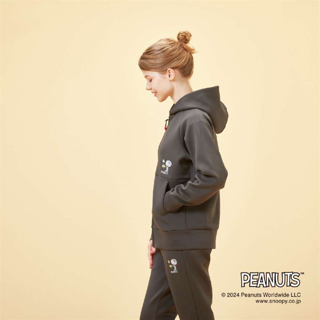 【PEANUTS】スウェットフーディフルジップ モーブグレー S