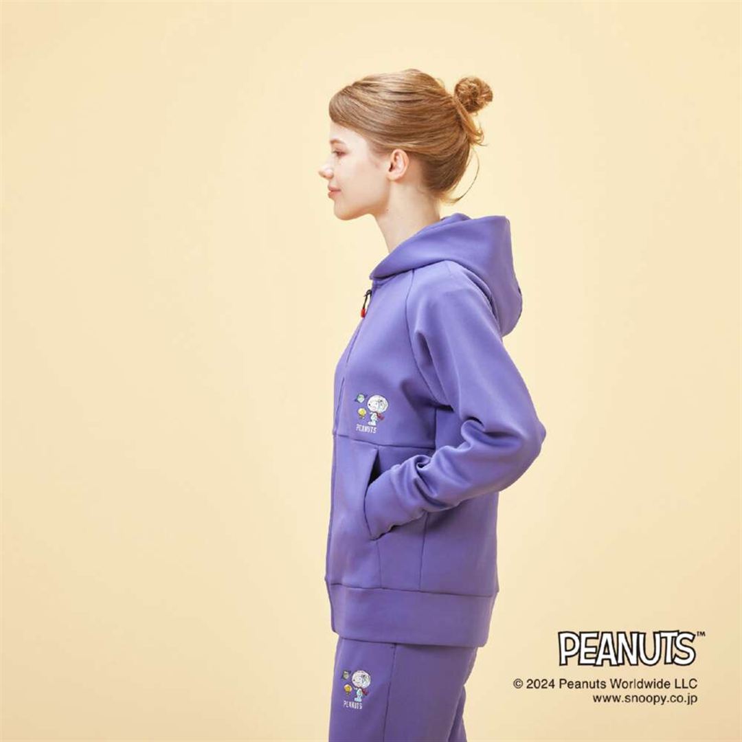 【PEANUTS】スウェットフーディフルジップ ライラック S