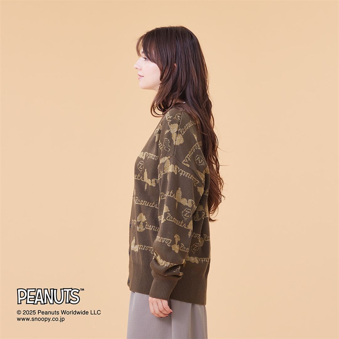 【PEANUTS／吸湿発熱】ブレスサーモウール混カーディガン エクリュオリーブ XS