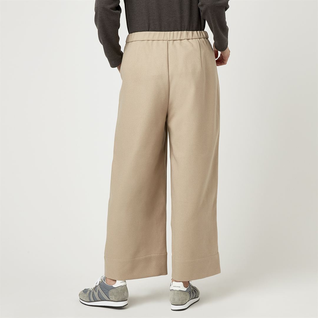 ウールタッチストレートワイドパンツ グレージュ L