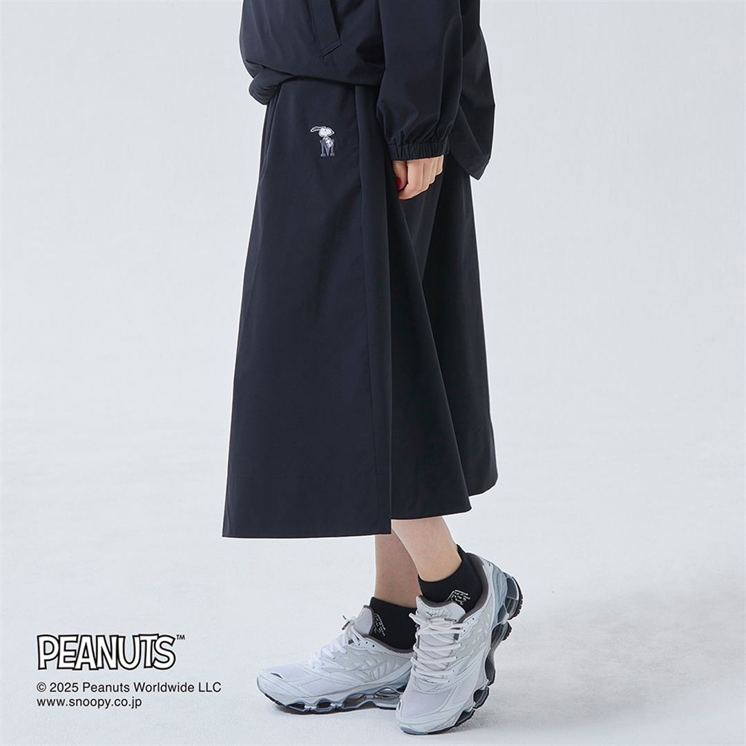 【PEANUTS】ウォーターリパレントストレッチプリーツスカート ブラック M