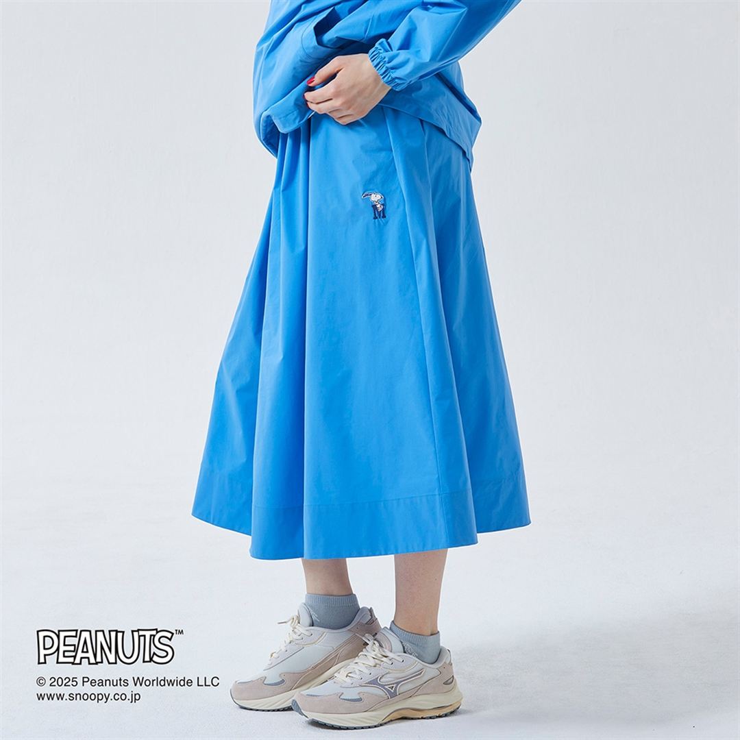【PEANUTS】ウォーターリパレントストレッチプリーツスカート アズールブルー M